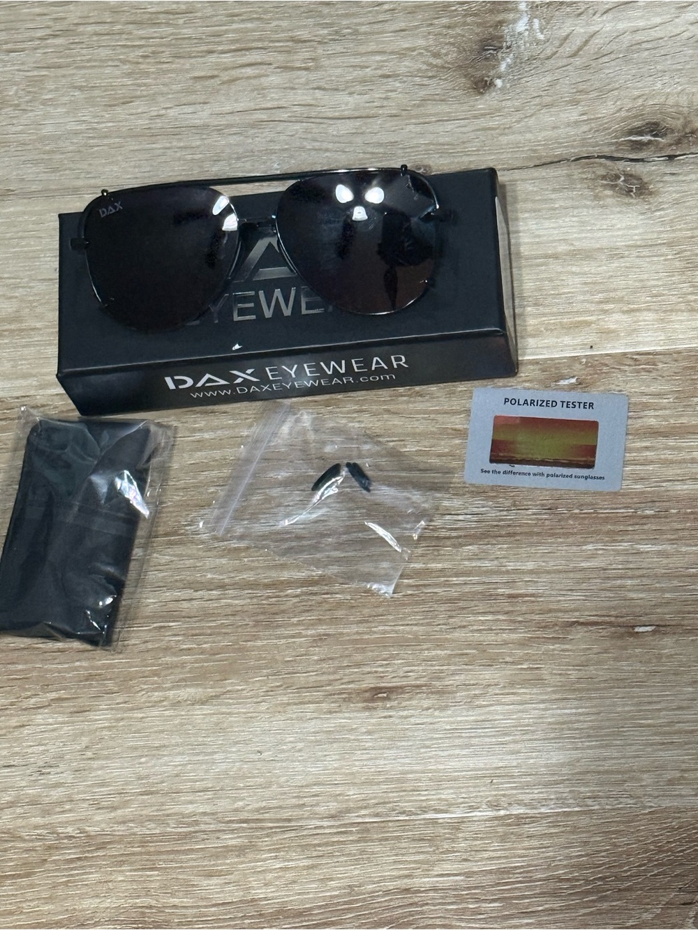 DAX Eyewear Black Aviator Sunglasses with Polarized Tester